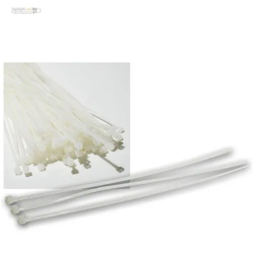 100er Pack Kabelbinder 200mm x 2,5mm, transparent, Kabelstrips, Binder für Kabel