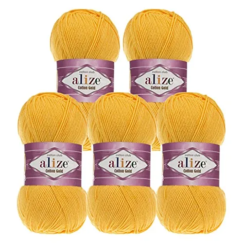100g Strickgarn Alize Cotton Gold Uni Klassikgarn Häkelgarn Strick-Wolle Farbwahl 5 x