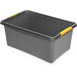 Kreher Aufbewahrungsbox 'Solid Box' aus Kunststoff mit Deckel und Rollen (40 Liter Volumen)