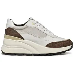 Geox Damen D SPHERICA EC13 A Sneaker, White/Off White, 40 EU - Damen-Sneaker mit herausnehmbarer Innensohle und komfortablem Keilabsatz für optimale Stoßdämpfung und Atmungsaktivität.
