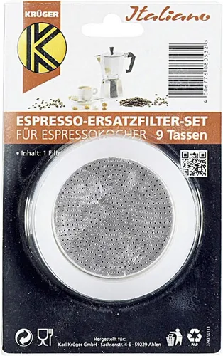 Karl Krüger Permanentfilter Filter u. 3 Dichtr. f. Espressok 9 T, Silikon, Weiß