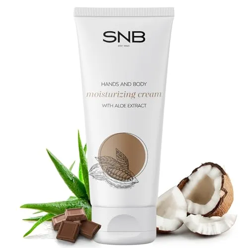 Produktbild SNB Professional Feuchtigkeitscreme für Hände, Füße und Körper 200 ml – Mit Aloe Vera,Vitamin E, Kokosnuss und Schokolade – Pflegt, hydratisiert und verbessert die Elastizität | Körperpflege