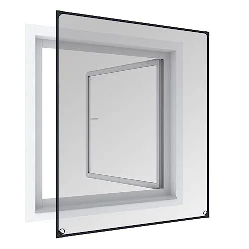 Windhager Insektenschutz Magnetfenster 100 x 120 cm - Fliegengitter mit werkzeugfreier Montage, anthrazitfarben, sorgt für eine effektive Insektenabwehr und längere Haltbarkeit.