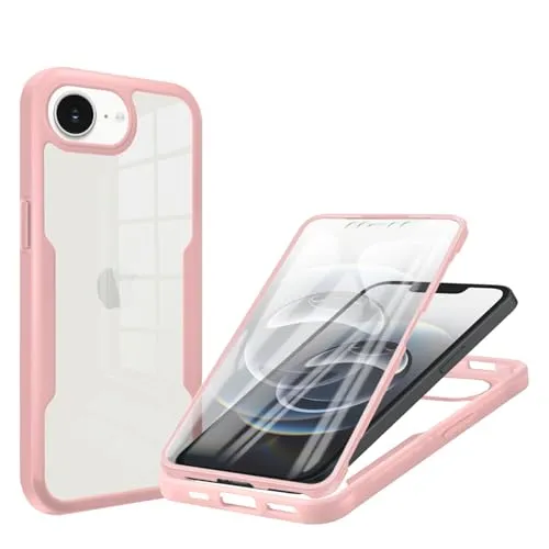 Grad Hülle Kompatibel mit Apple iPhone 16E | Handyhülle eingebautem Displayschutz | Rosa |Smartphonecase vollschutz 360