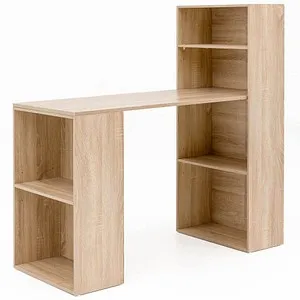 Wohnling Schreibtisch WL5.693 mit Regal - Kinderschreibtisch aus Sonoma Holz, bietet 6 Ablageböden für optimalen Stauraum und modernes Design, perfekt für das Kinderzimmer.