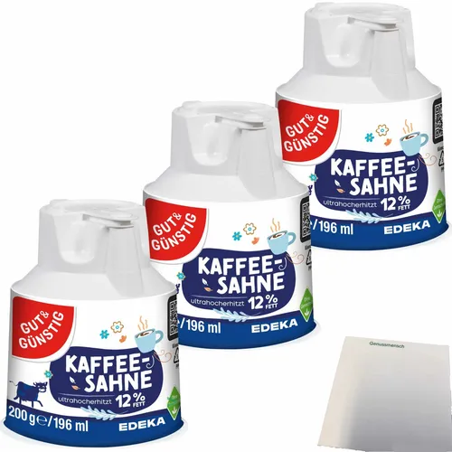 Gut&Günstig Kaffeesahnekännchen 12% Fett Kaffee-Sahne 3x200g Packung usy Block