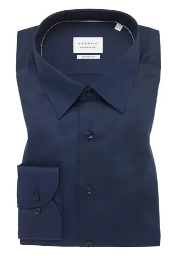 ETERNA MODERN FIT Langarmhemd, Herren, Gr. 41, bügelfrei, navy - Herren-Freizeithemden in taillierter MODERN FIT Passform aus 100% bügelfreier Baumwolle. Ideal für einen modischen Look mit höchstem Tragekomfort. Perfekt für Alltag und Büro!