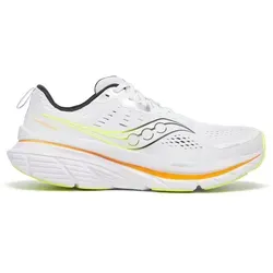 Saucony Guide 18 Herren-Sneaker - Weiß/Schälen, 42.5 EU - Laufschuhe mit maximaler Dämpfung und Center-Path-Technologie für ein ausgewogenes Laufgefühl. Atmungsaktives Mesh-Obermaterial und XT-900 Außensohle bieten Komfort und dauerhafte Traktion.