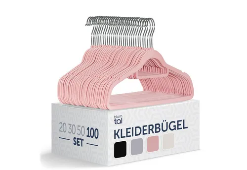 Blumtal Rutschfeste Kleiderbügel - Samtoptik, 100-tlg, Platzsparend & Drehbar - Kleiderbügel Set in Samtoptik für optimalen Halt. Platzsparend und 360° drehbar, perfekt für jeden Kleiderschrank!
