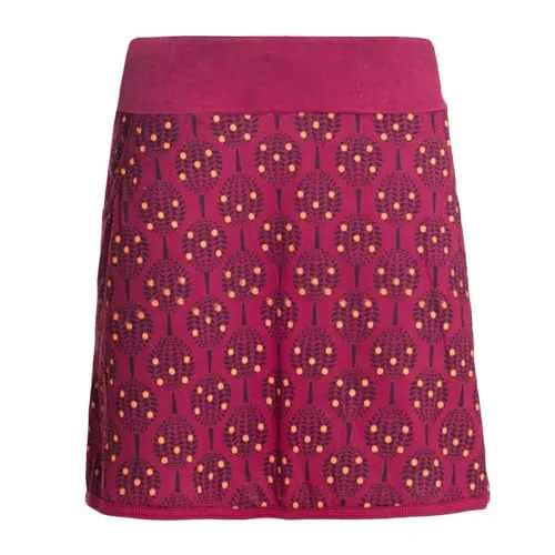 Vishes Alternative Bekleidung - Damen Mini-Rock Baumwolle Blumen-Muster elastischer Bund mit Taschen dunkelrot 38
