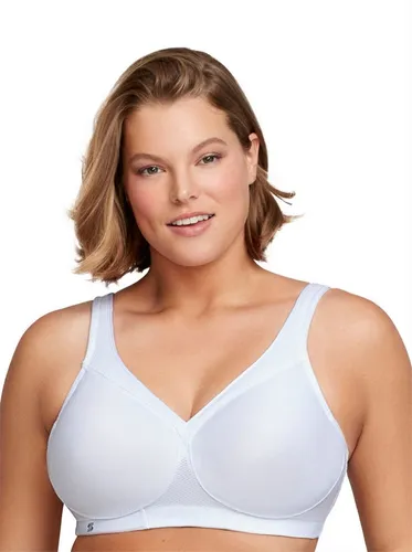 Glamorise Damen 1006 Sports Bra, Weiß, 110D - Funktionsunterwäsche mit innovativem MagicLift-Design für optimalen Halt und Komfort, ideal für aktive Frauen.