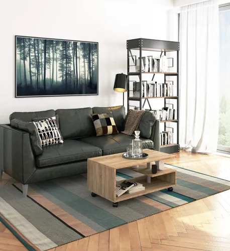 Raumhirsch Couchtisch Sonoma Eiche, 90x40x51 cm, mit Rollen - Praktischer Couchtisch mit großzügiger Ablagefläche und mobiler Nutzung dank Rollen. Hochwertige Laminatplatte sorgt für Langlebigkeit und Pflegeleichtigkeit. Modernes Design, das jedem Raum Stil verleiht.