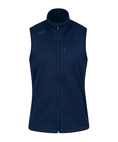 JAKO Damen Softshellweste Premium, Marine, 46 - Funktionsjacke mit wind- und wasserabweisendem Obermaterial, ideal für aktive Frauen, ausgestattet mit praktischen Reißverschlusstaschen und weichem Fleece-Innenfutter.