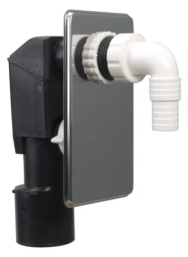 Airfit Unterputz-Geräte-Siphon mit verchromter Wandplatte und Reinigungsöffnung
