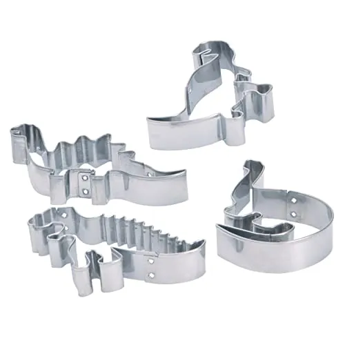 KitchenCraft Let's Make Dinosaurier Ausstechformen, Edelstahl, Satz von 4, Silber