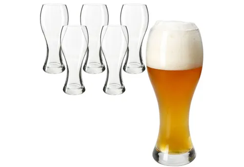 MamboCat Bierglas 6er Set Weizenbiergläser klar 0,5L Weißbier-Glas klassisch Hefeweizen, Glas