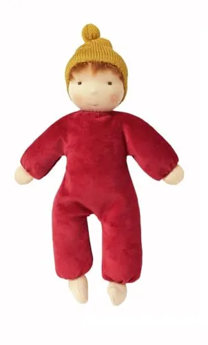 Käthe Kruse Waldorfpuppe Nana Rubin – Handgefertigte Schmusepuppe aus Bio-Materialien - Weich- & Stoffpuppen, hergestellt aus GOTS-zertifizierter Bio-Baumwolle und Bio-Schafschurwolle, pflegeleicht und liebevoll handgefertigt für unvergessliche Spielmomente.