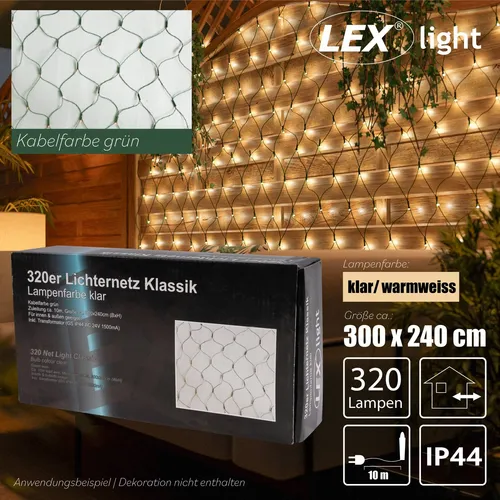 Lichternetz Lichterkette 320 Lichter warmweiß
