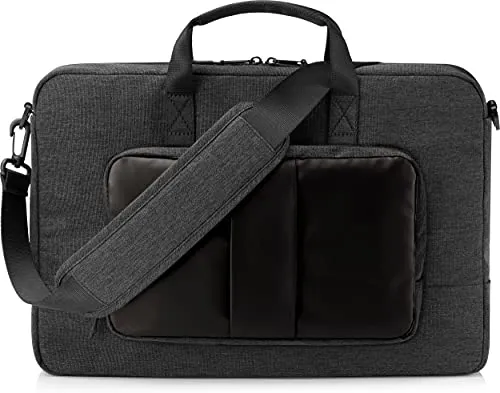 HP - PC Lightweight Tasche für Notebooks bis 15,6 Zoll (39,6 cm), Computer- oder Tablet-Fach, 3 Schnellzugriff und 8 versteckte Taschen, wasserdicht, Abnehmbarer Schultergurt, schwarz