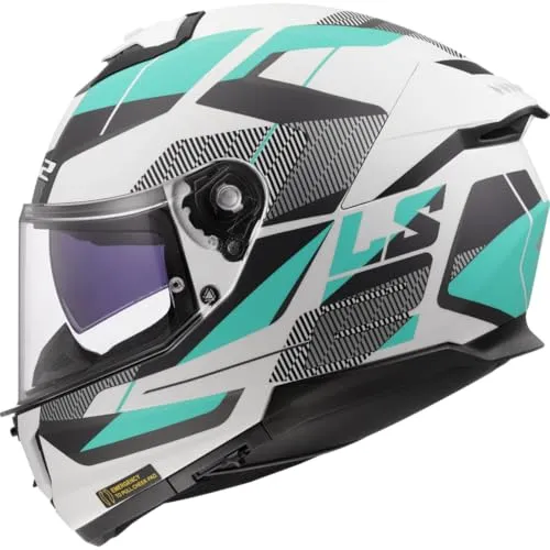 LS2 FF808 STREAM II 2 Road Helm - matt cyan hellgrau Gr. S - Motorradhelm mit Twin Visor System für optimale Sicht bei allen Lichtverhältnissen und benutzerfreundlichem Schnell-Öffnungs-System für einfaches Visierwechseln.