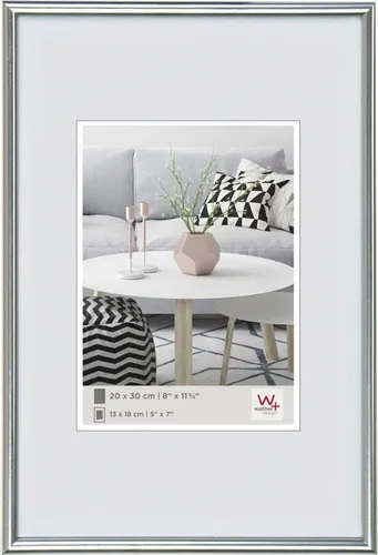 Walther Design Bilderrahmen Silber 60 x 80 cm - Wand- & Tischbilderrahmen aus robustem Kunststoff mit elegantem Halbrundprofil, ideal für Ihre schönsten Erinnerungen und mit praktischer Galerieaufhängung.