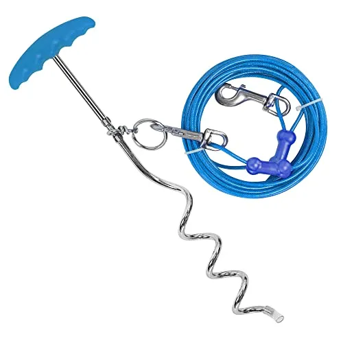 Petphabet Anlegepflock Anlegespirale mit Hundeleine 6m Bodenanker Erdanker mit Laufleine, Anlegepflock mit Tie Out Hundeleine für Draussen und Garten