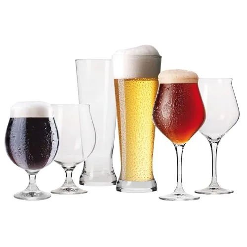 Krosno Bier-Gläser Bierkenner Set | 2x Bier-Tulpen 420ml | 2x Weizenbiergläser 500 ml | 2x Dunkle Biergläser 500 ml | Brewery Kollektion | Perfekt für Zuhause und Partys | Spülmaschinenfest