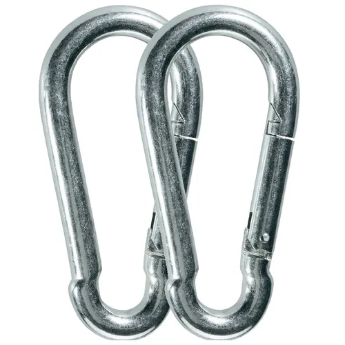 2x Karabinerhaken 80mm x 8mm verzinkt DIN 5299 Haken Karabiner Neu