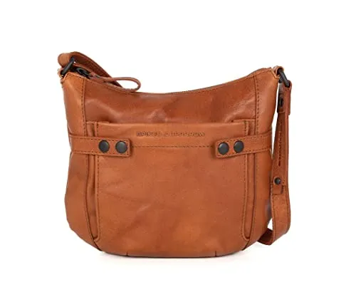 Umhängetasche SPIKES & SPARROW - Echt Leder in Cognac - Gürteltaschen aus 100% Rindleder, handgepäcktauglich und perfekt für Smartphone & Schlüssel mit praktischem Rückholbändchen.