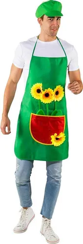 Gärtner Schürze grün Blumen Kostüm Verkleidung Karneval Fasching Mottoparty