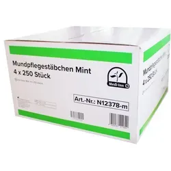 Medi-Inn Mundpflegestäbchen zuckerfrei zur Mundpflege Mint / 4 x 250 = 1000 Stück