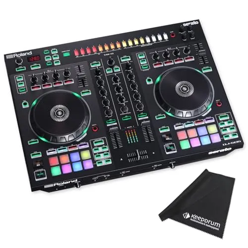 Roland DJ Controller DJ-505 – 2-Kanal 4-Deck DJ-Pult mit Mikrofasertuch