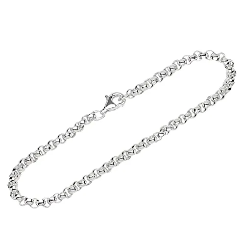 NKlaus Armband 925 Sterling Silber - Elegante Erbskette für Damen - Hochwertiges Armband aus 925 Sterling Silber mit runder, weitmaschiger Erbskette. Länge: 22cm, ideal für Handgelenke bis 20,5cm. Ein zeitloses Schmuckstück für jeden Anlass.