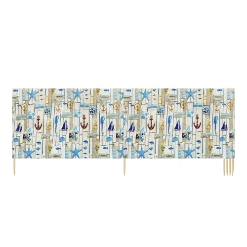 Ladeheid Windschutz Strand Sichtschutz mit Holzstab praktisches Strand Zubehör LAEX001 (Mehrfachdruck, 6m)