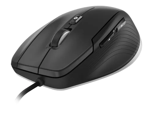 CadMouse Compact - Ergonomische USB-Maus in Schwarz/Silber - Mäuse mit 7 Tasten und 7200 dpi Auflösung für präzise Steuerung, ideal für Designer und Kreative.