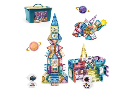 Esun Magnetische Bausteine - 138 Teile Starker Magnet Spielzeug für kreative Kinder - Magnetbausteine für Kinder ab 3 Jahren, fördern die Kreativität und motorischen Fähigkeiten mit 138 bunten Teilen.
