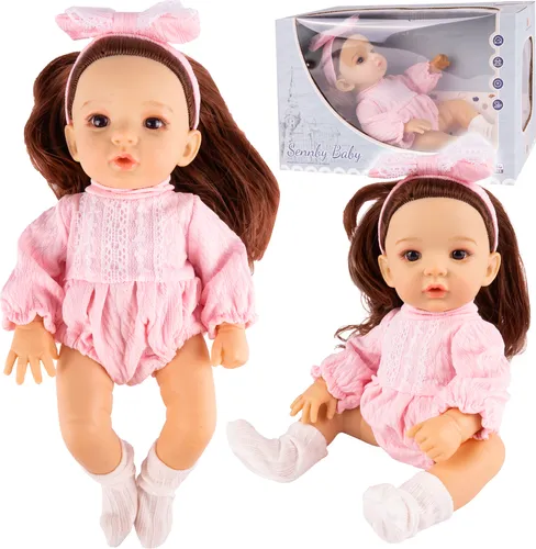 Malplay Babypuppe Spielzeug 32 cm Mädchen Girl mit Stirnband brünett ab 3 Jahren
