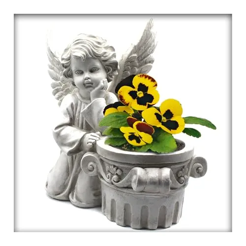 Pflanzgefäß Engel Pflanztopf Grabdeko, Gartendeko Blumentopf Dekofigur, Statue Höhe 29 cm