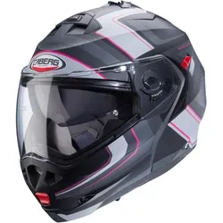 Caberg Duke X Tour Klapphelm, grau-pink, Größe XS - Motorradhelm mit P/J Homologation, Antibeschlag Visier und integrierter Sonnenblende für optimalen Fahrkomfort und Sicherheit