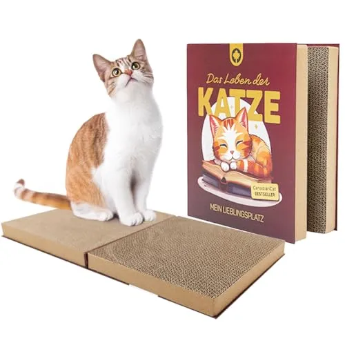 CanadianCat Company | Kratzpappe mit Zwei Kratzflächen | Katzen Kratzbrett Buchdesign | 56 x 31 x 3,2 cm