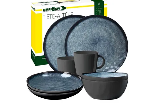 BRUNNER Camping Geschirrset VENETIAN (8, 12, 16, 36-Teile) - Hochwertiges Geschirr-Set für 2-4 Personen, bruchsicher und rutschfest. Ideal für Camping und Outdoor, BPA-frei und spülmaschinengeeignet. Genießen Sie jede Mahlzeit stilvoll!