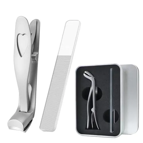 YPYMOD Nagelknipser für Senioren, Zehennagelknipser mit abgewinkeltem Kopf und langem Griff für Senioren, Stahl-Zehennagelknipser Nail clipper mit Auffangbehälter für Männer und Frauen