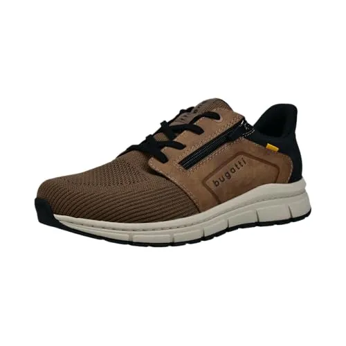 Sneaker BUGATTI Herren Gr. 45 in Cognac Used - Stylische Sneaker von Bugatti aus Lederimitat und Textil, ideal für Freizeitaktivitäten. Der gepolsterte Innensohle und der Kontrastbesatz bieten besonderen Komfort und eine modische Note.