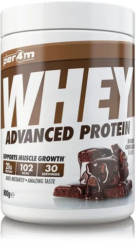 Per4m Whey Advanced Protein (900g) Double Chocolate - Nahrungsergänzungsmittel mit 70g Protein pro 100g, ideal für Muskelaufbau und Regeneration nach dem Training. Geringer Fett- und Zuckergehalt für eine saubere Ernährung.