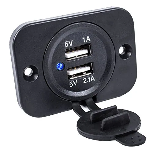 Pro Plus USB Doppel Einbau Steckdose12/24 Volt 2,1A 5 Volt für Wohnwagen, Wohnmobil, Auto, Boot, LKW