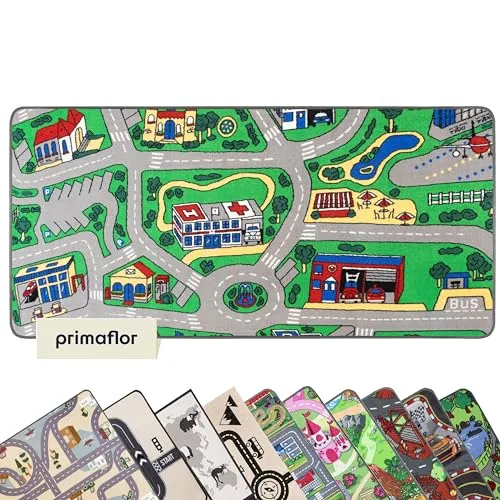Spiel- und Kinderteppich CITY | 160x200 cm - Teppich für Kinderzimmer, robust und pflegeleicht mit magischem Stadt-Design für kreative Abenteuer und Spielspaß.