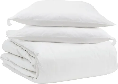 vidaXL Bettdecken Set mit Kissen 3 pcs Weiß Baumwolle - Bettdecken Set aus 100% Baumwolle, hypoallergen und pflegeleicht. Ideal für Frühling und Herbst mit plüschiger Federfüllung für optimalen Komfort und minimalistisches Design.