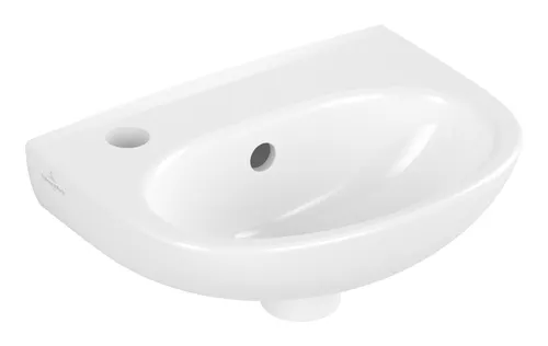 Villeroy & Boch O.novo Handwaschbecken 36x28cm - Waschbecken aus Sanitärkeramik mit Überlauf und 1 Hahnloch, ideal für moderne Bäder. Die elegante alpinweiße Oberfläche sorgt für einen zeitlosen Look.
