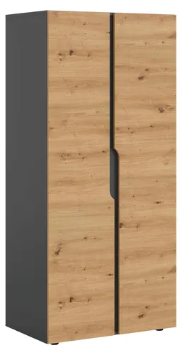 xonox.home Kleiderschrank 2-türig Anga in Anthrazit und Artisan Eiche - Stylischer 2-türiger Kleiderschrank (B/H/T: 80x180x51 cm) für Schlafzimmer und Flur. Mit hochwertiger Verarbeitung und pflegeleichten Oberflächen bietet er praktischen Stauraum und passt perfekt in moderne Wohnkonzepte.
