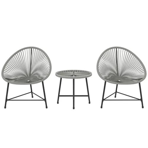 Outsunny Polyrattan Gartenmöbel Set – 3-teiliges Lounge Set für 2 Personen - Elegantes 3-teiliges Gartenmöbel-Set mit zwei stilvollen Stühlen und einem Tisch. Wetterfestes Design und robuste Materialien garantieren eine entspannte Zeit im Freien. Ideal für Balkon und Terrasse.